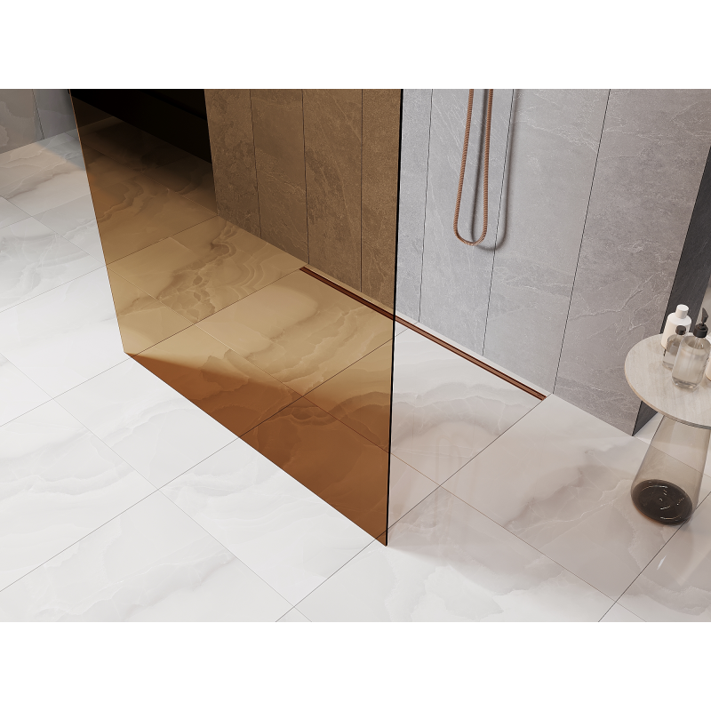 Mexen Kioto ścianka prysznicowa wolnostojąca 100 x 200 cm, brąz 8 mm, miedź szczotkowana - 800-100-002-65-32
