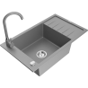 Mexen Elias granitno korito z eno posodo z odcejalnikom in kuhinjsko pipo Telma, sivo - 6511-71-670200-71