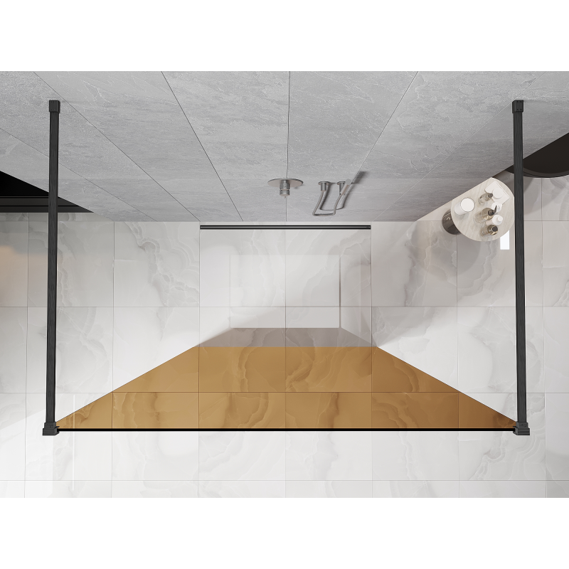 Mexen Kioto freestanding shower wall 100 x 200 cm, bronze 8 mm, brushed gun gray - 800-100-002-66-32
