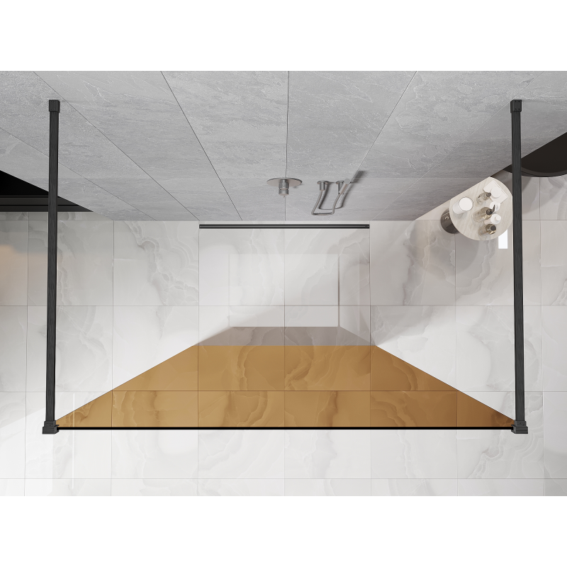 Mexen Kioto ścianka prysznicowa wolnostojąca 130 x 200 cm, brąz 8 mm, gun gray szczotkowany - 800-130-002-66-32