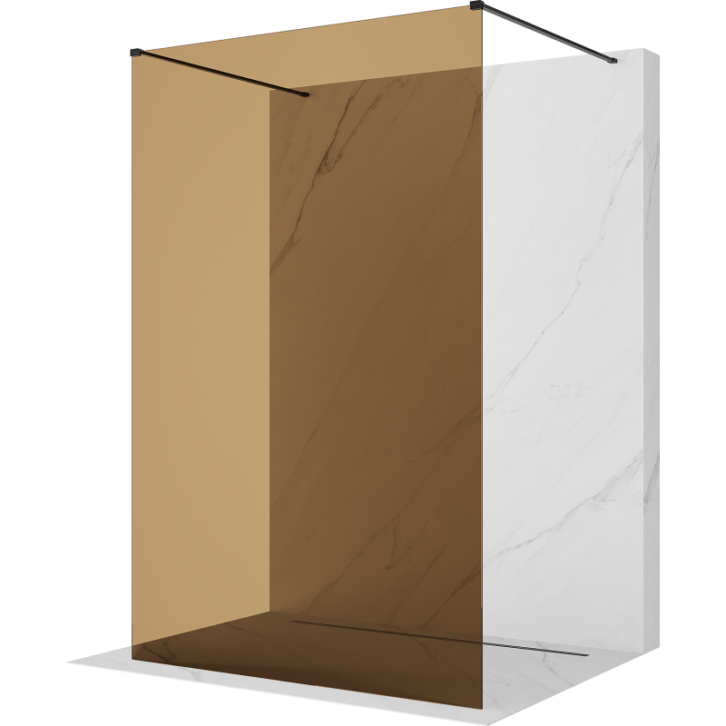 Mexen Kioto fristående duschvägg 100 x 200 cm, brons 8 mm, svart - 800-100-002-70-32