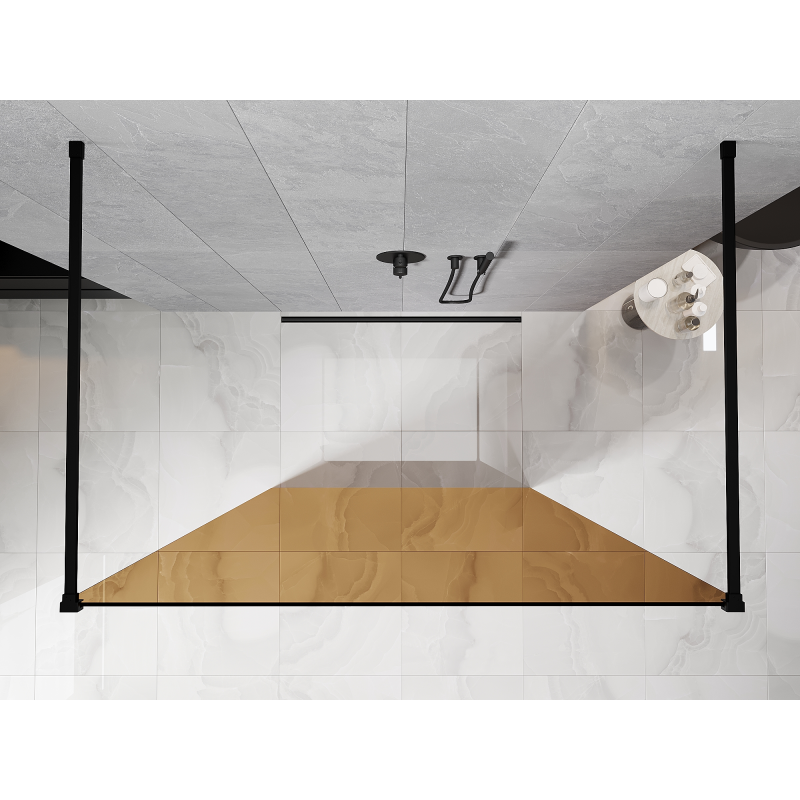 Mexen Kioto freestanding shower wall 100 x 200 cm, bronze 8 mm, black - 800-100-002-70-32