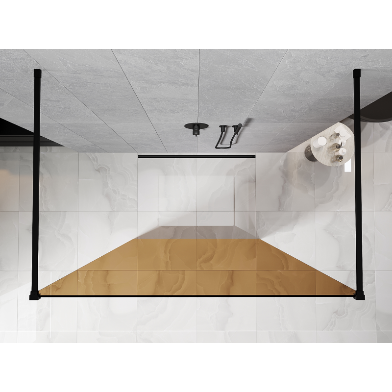 Mexen Kioto ścianka prysznicowa wolnostojąca 100 x 200 cm, brąz 8 mm, czarna - 800-100-002-70-32