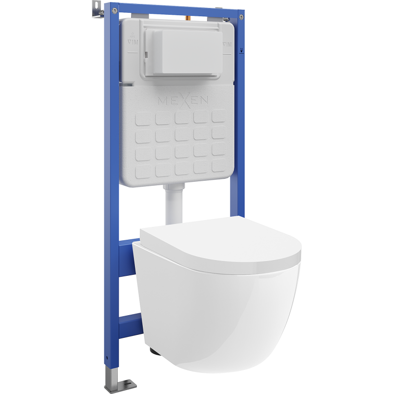 Mexen Lena WC Concealed Frame Set Tex Slim with WC Bowl and Soft-Close Seat, White - 610030220200