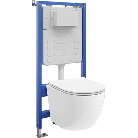 Mexen Lena conjunto empotrado WC bastidor Tex Slim con taza WC Tornado y asiento de cierre suave, blanco - 610030220500T