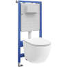 Mexen Lena WC Concealed Cistern Set Tex Slim Frame with Tornado WC Bowl and Soft-Close Seat, White - 610030220500T