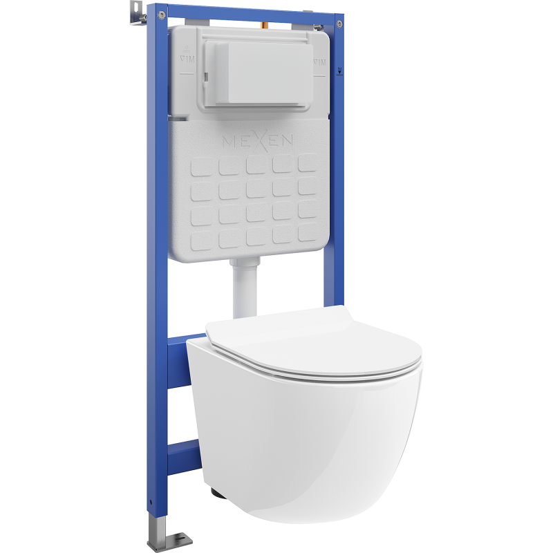 Mexen Lena WC Concealed Set Tex Slim Frame with WC Bowl and Soft-Close Seat, White - 610030224000