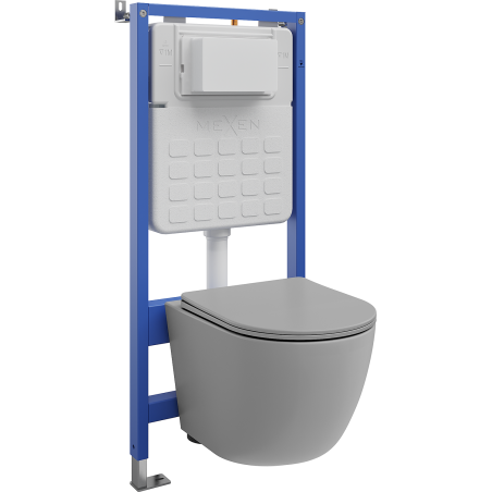 Mexen Lena inbouwset WC-frame Tex Slim met toiletpot en soft-close zitting, lichtgrijs mat - 610030224061