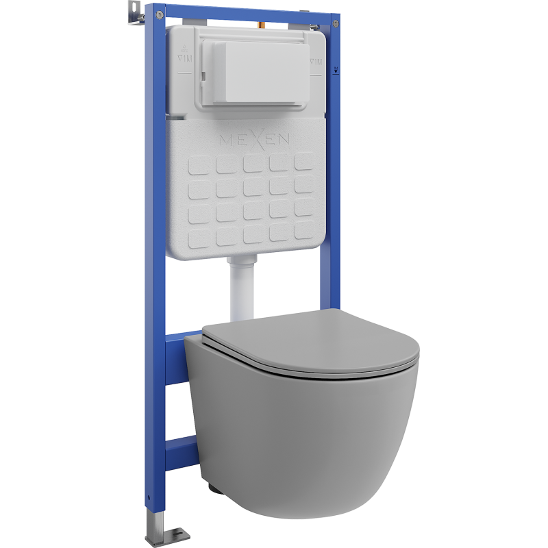 Mexen Lena WC Concealed Set with Pneumatic Frame Tex Air Slim with WC Bowl and Soft-Close Seat, Light Gray Matte - 610030224061A