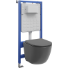Mexen Lena conjunto empotrado WC bastidor neumático Tex Air Slim con taza WC y asiento de cierre suave, gris oscuro mate