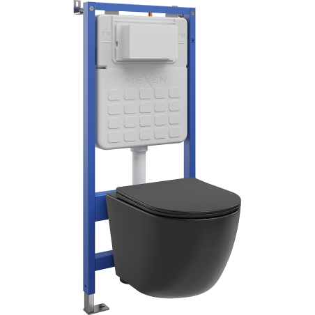 Mexen Lena WC Concealed Set with Pneumatic Frame Tex Air Slim with WC Bowl and Soft-Close Seat, Black Matte - 610030221085A