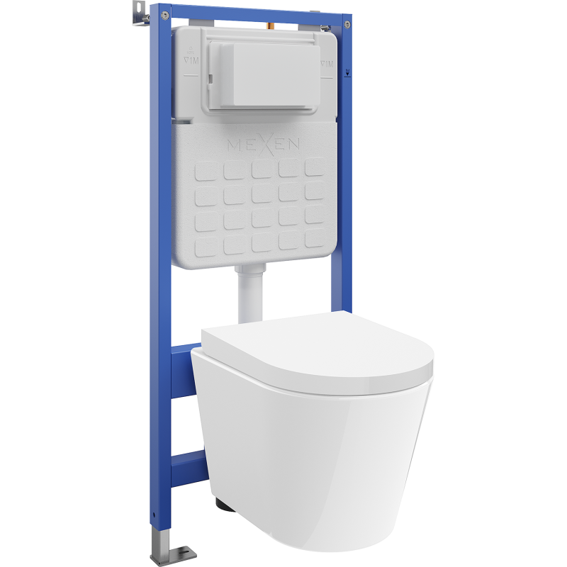 Mexen Rico concealed WC set Tex Air Slim pneumatic frame with Tornado WC bowl and soft-close toilet seat, white - 610030720200TA