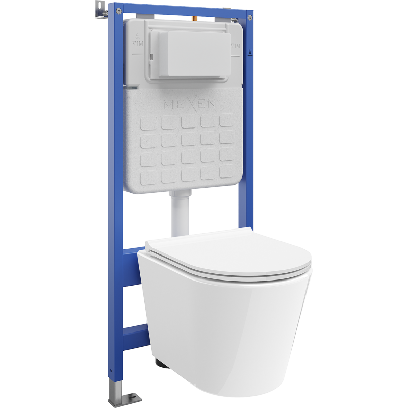 Mexen Rico seinale paigaldatav WC-komplekt Tex Air Slim, pneumaatiline raam koos Tornado WC-potiga ja vaikselt sulguva