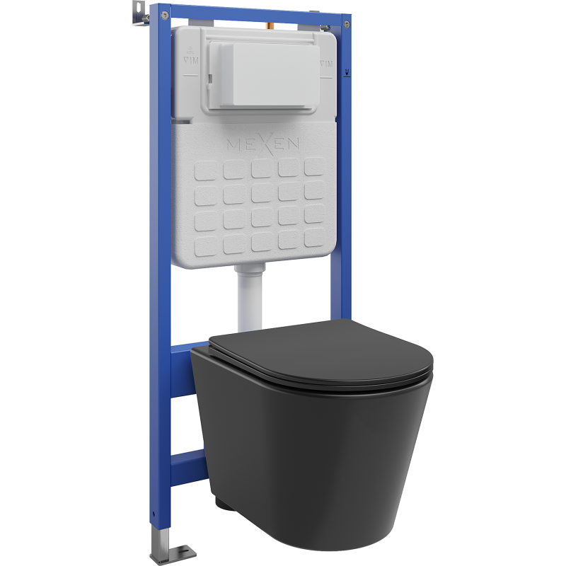 Mexen Rico concealed toilet set WC frame Tex Slim with WC Tornado bowl and soft-close seat, matte black - 610030721085T