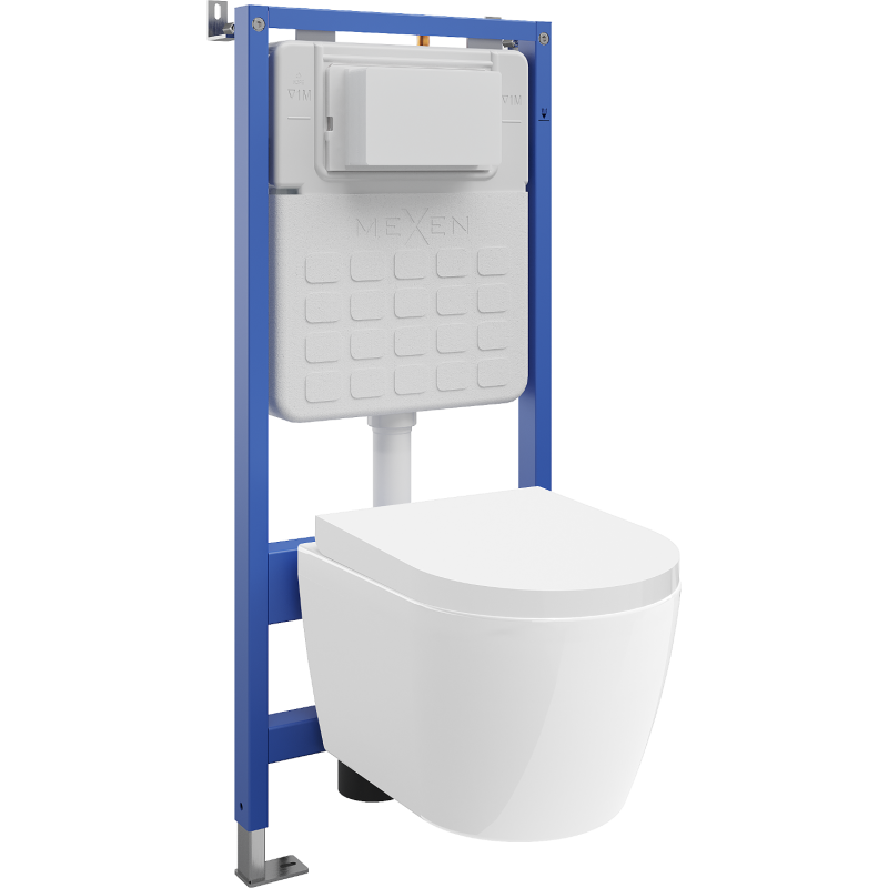 Mexen Carmen ugradbeni WC set okvir Tex Slim s WC školjkom Tornado i sporospuštajućim sjedalom, bijeli - 610030880200T