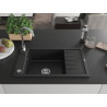 Mexen Elias granite kitchen sink 1-bowl with drainer and Telma kitchen faucet, black - 6511-77-670200-00