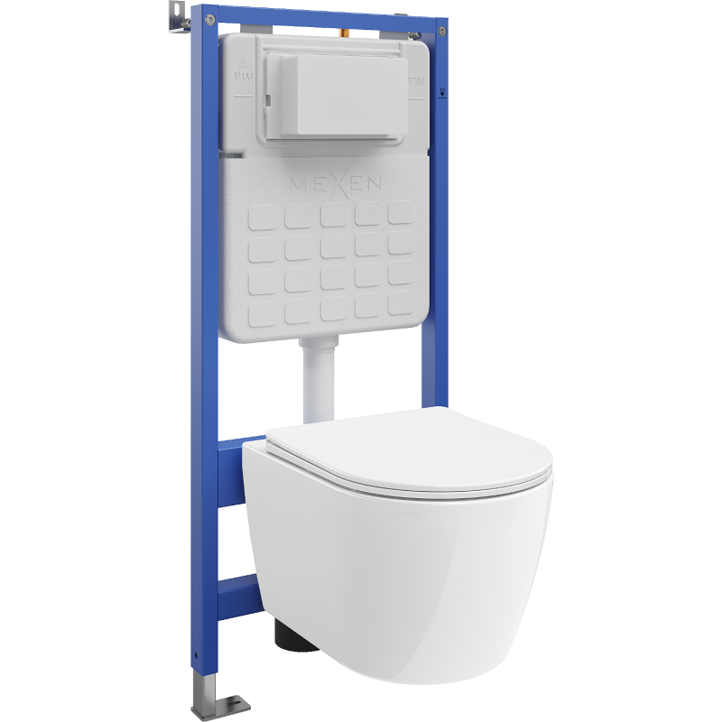 Mexen Carmen concealed WC set Tex Slim frame with WC bowl and soft-close lid, white - 610030880300