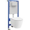 Mexen Carmen WC Concealed Set with Tex Air Slim Pneumatic Frame, Toilet Bowl, and Soft-Close Seat, White - 610030880300A