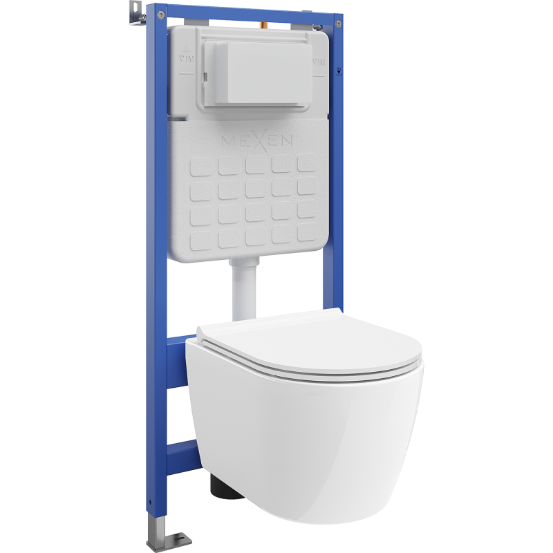Mexen Carmen concealed WC set Tex Slim frame with WC bowl and soft-close seat, white - 610030880500