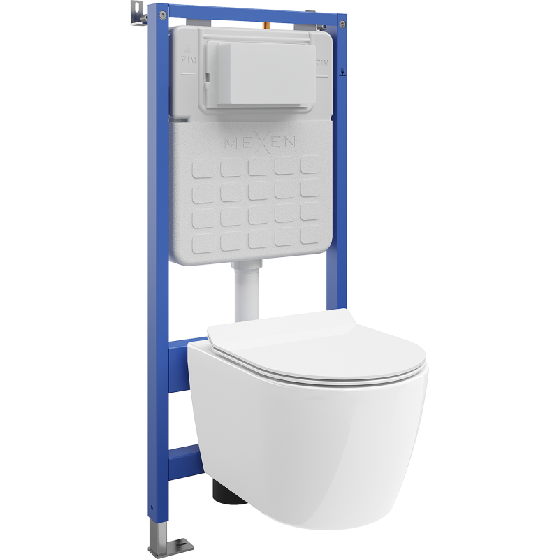 Mexen Carmen seinaalune WC-stel raam Tex Air Slim pneumaatilise loputusega koos Tornado tualett-kausi ja isesulguva