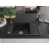 Mexen Elias 1-bowl granite sink with drainer and Telma kitchen faucet, black - 6511-77-670200-70