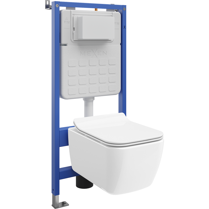Mexen Stella WC Concealed Set Tex Air Slim Pneumatic Frame with Toilet Bowl and Soft-Close Seat, White - 610030680800A