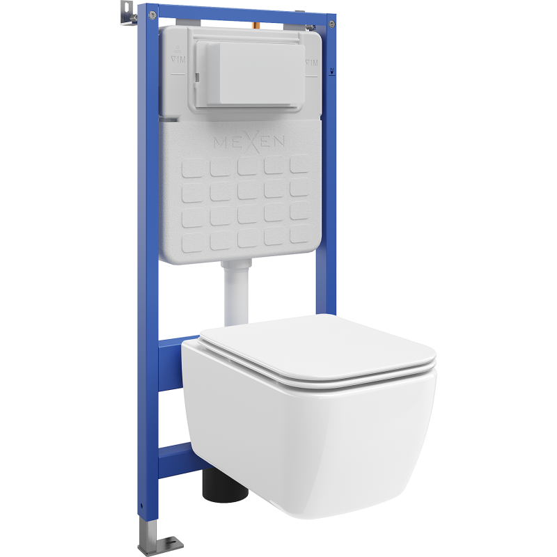 Mexen Stella concealed WC set with Tex Air Slim pneumatic frame, WC bowl and soft-closing seat, white - 610030680900A