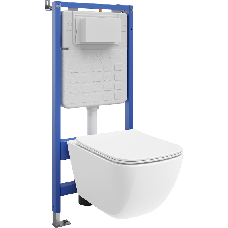 Mexen Timo peidetav WC-seinale Tex Slim koos WC-poti Tornado ja aeglaselt sulguva prill-lauaga, valge - 610030650200T