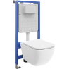 Mexen Timo conjunto empotrado WC estructura neumática Tex Air Slim con taza WC Tornado y asiento de cierre suave, blanco