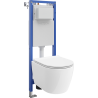Mexen Carmen WC Concealed Set Narrow Frame, Corner Tex W with WC Bowl Tornado and Soft-Close Seat, White - 610530880500T