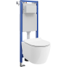 Mexen Carmen conjunto empotrado WC Tex W con marco estrecho, de esquina, con taza WC y asiento de cierre suave, blanco
