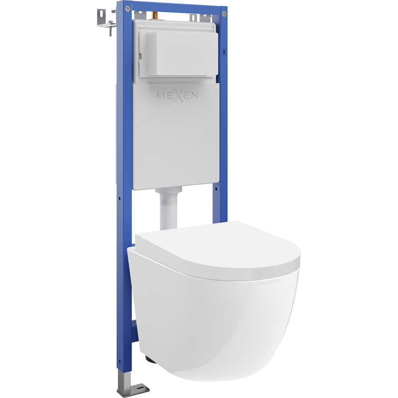 Mexen Lena concealed WC set narrow frame, corner Tex W with WC Tornado bowl and soft-closing seat, white - 610530220200T