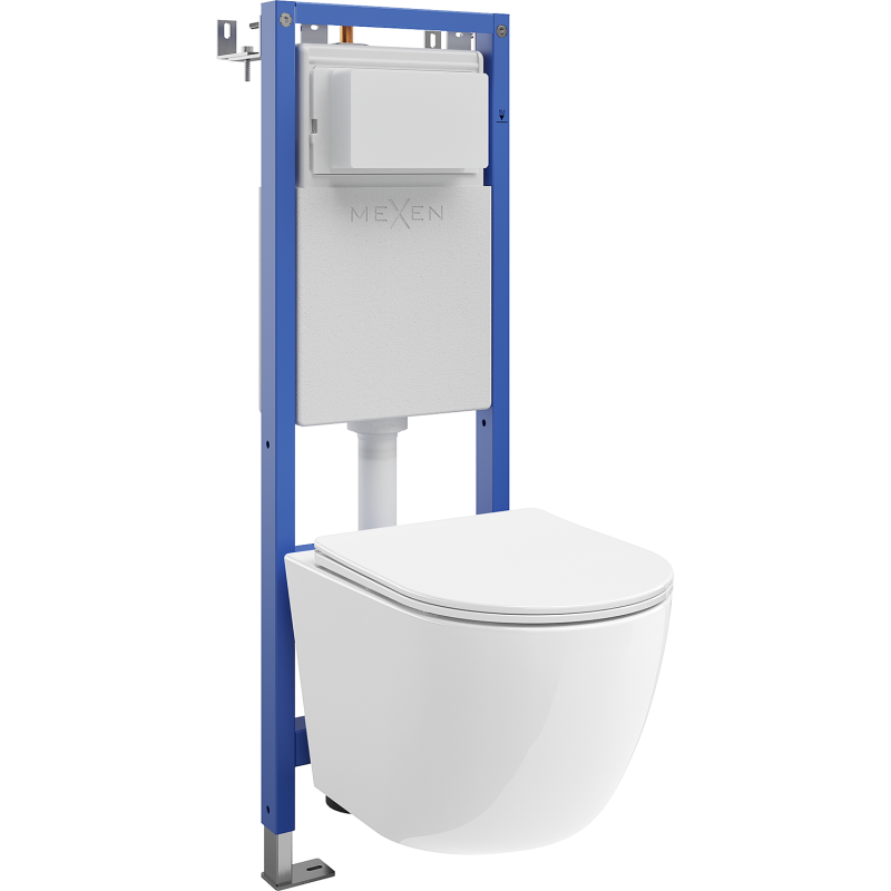 Mexen Lena WC concealed set narrow frame, corner Tex W with toilet bowl and soft-close seat, white - 610530220300
