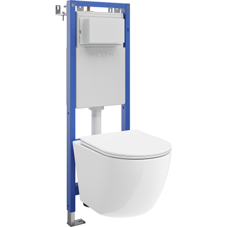 Mexen Lena conjunto sanitário embutido WC estrutura estreita, de canto Tex W com sanita e assento com queda amortecida, branco