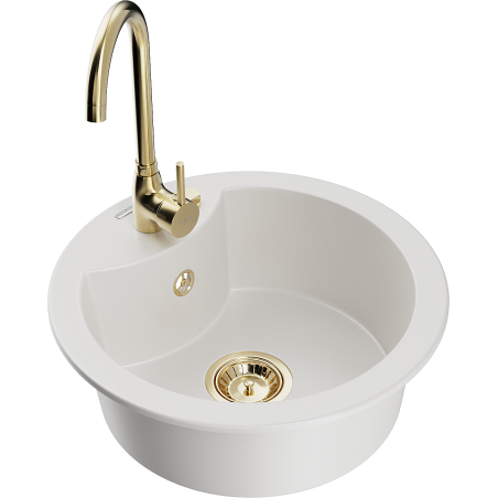 Mexen Diego enkelhoat vit köksblandare och vask i granit - 6512-20-670200-50