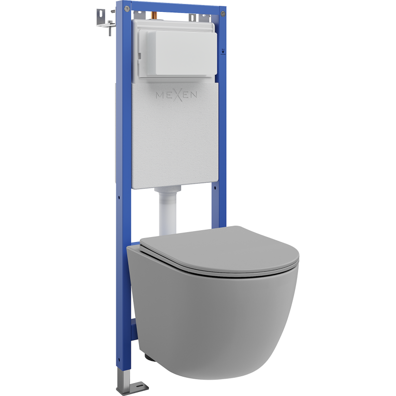 Mexen Lena WC Concealed Set Narrow, Corner Tex W with WC Bowl and Soft-Close Seat, Light Gray Matte - 610530224061