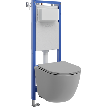 Mexen Lena set da incasso WC struttura stretta, angolare Tex W con vaso WC e sedile a chiusura rallentata, grigio chiaro opaco