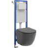 Mexen Lena WC Concealed Set Narrow Frame, Corner Tex W with WC Bowl and Soft-Close Seat, Dark Gray Matte - 610530224071