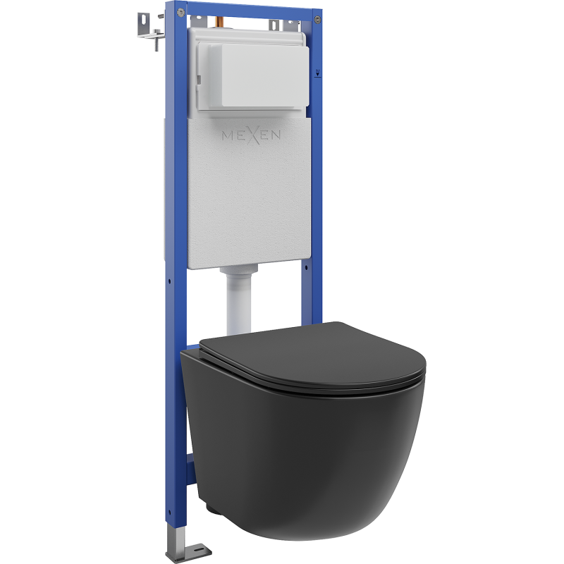 Mexen Lena WC Concealed Set Narrow Frame, Corner Tex W with Toilet Bowl and Soft-Close Seat, Matte Black - 610530221085