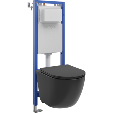 Mexen Lena WC Concealed Set Narrow Frame, Corner Tex W with Toilet Bowl and Soft-Close Seat, Matte Black - 610530221085