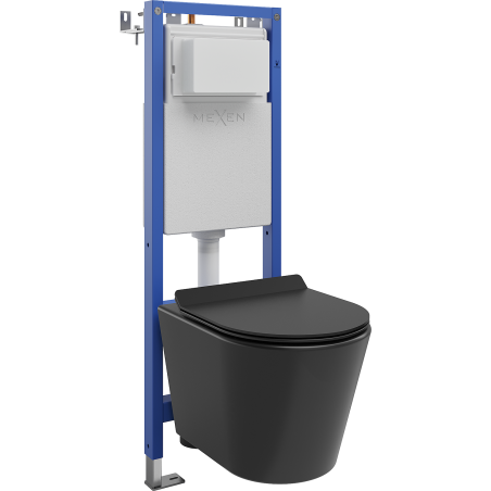 Mexen Rico ensemble encastré WC, châssis étroit, d'angle Tex W avec cuvette WC et abattant à descente progressive, noir mat