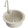 Mexen Diego granitische gootsteen 1-compartiment met keukenkraan Telma, beige - 6512-69-670200-69