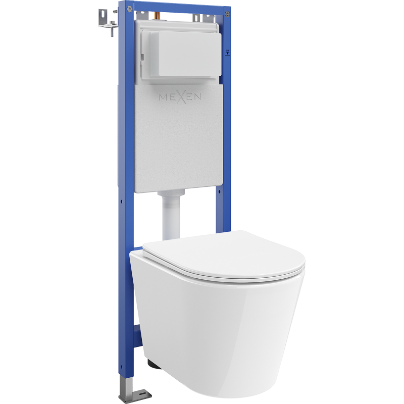 Mexen Rico concealed WC narrow corner frame set Tex W with Tornado toilet bowl and soft-closing seat, white - 610530720300T