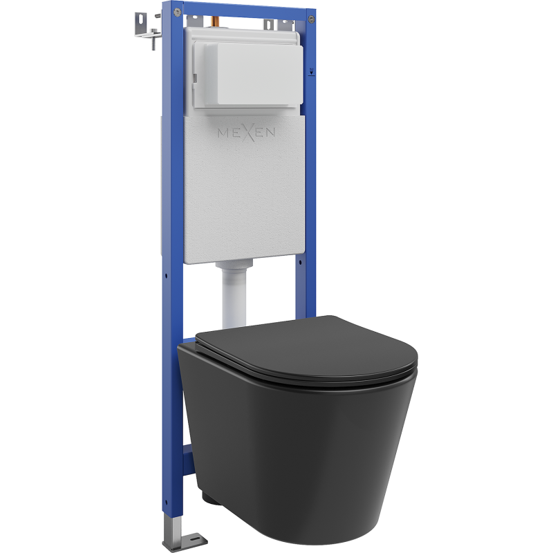 Mexen Rico inbouwset wc smal hoekig Tex W met wc-pot Tornado en softclose zitting, zwarte mat - 610530721085T
