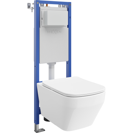 Mexen Riva seinaalune WC kitsas raam nurgaga Tex W koos WC-poti Tornado ja vaikselt langeva kaanega, valge - 610530630200T