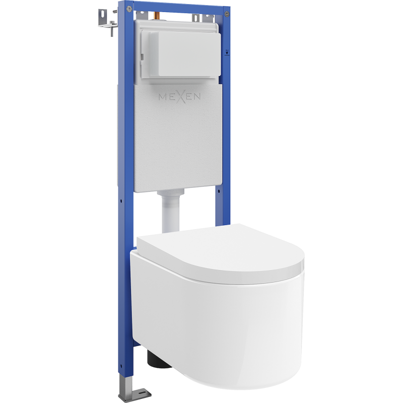 Mexen Sofia concealed WC set narrow frame, corner Tex W with Tornado WC bowl and soft-closing seat, white - 610530540200T