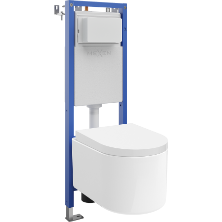 Mexen Sofia Inbyggd WC-uppsättning smalt, hörnformat Tex W-stativ med WC-skål och mjukstängande lock, vit - 610530540200