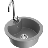 Mexen Diego single-bowl granite sink with Telma kitchen tap, grey - 6512-71-670200-00