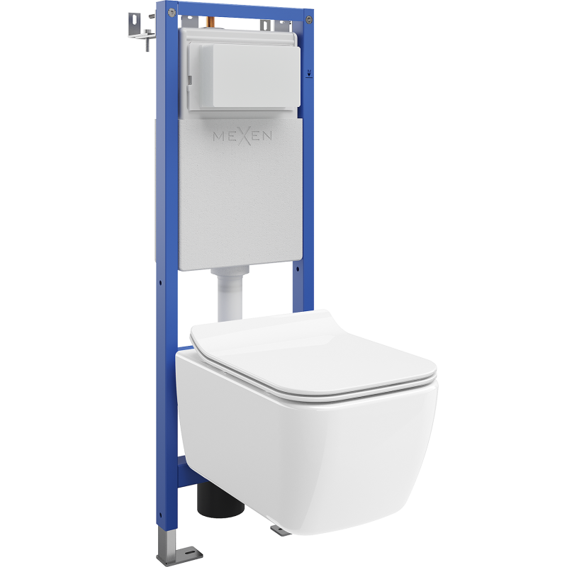 Mexen Stella WC Concealed Set Narrow Frame, Corner Tex W with WC Bowl and Soft-Close Seat, White - 610530680800