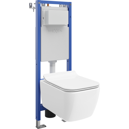 Mexen Stella seinaalune WC komplekt kitsas, nurgeline Tex W koos WC poti ja aeglaselt sulguva kaanega, valge - 610530680800